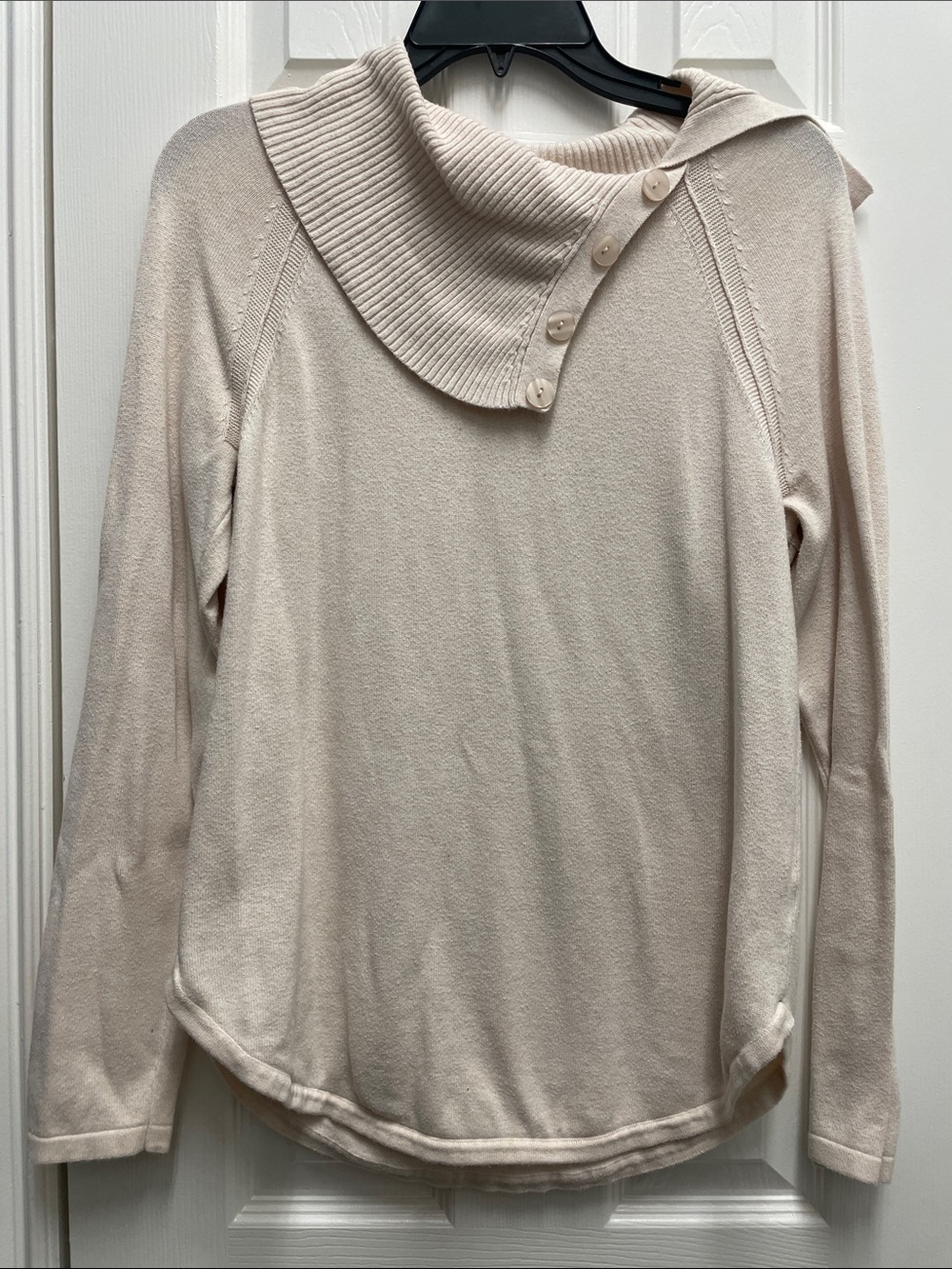 JEANNE PIERRE Cream Button-Detail Funnel Collar Sweater